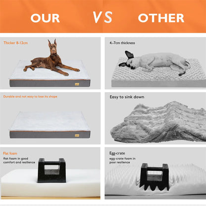 Premium Orthopaedic Memory Foam Dog Bed – Waterproof, Washable Heavy-Duty Mattress for Large & XL Dogs